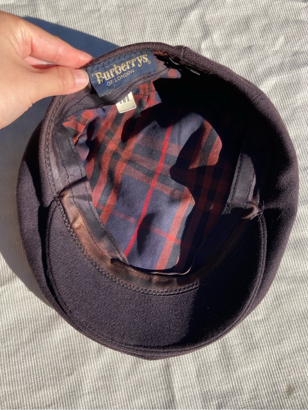 Vintage Burberrys of London Brown Flat Cap Mens Medium Plaid Lined